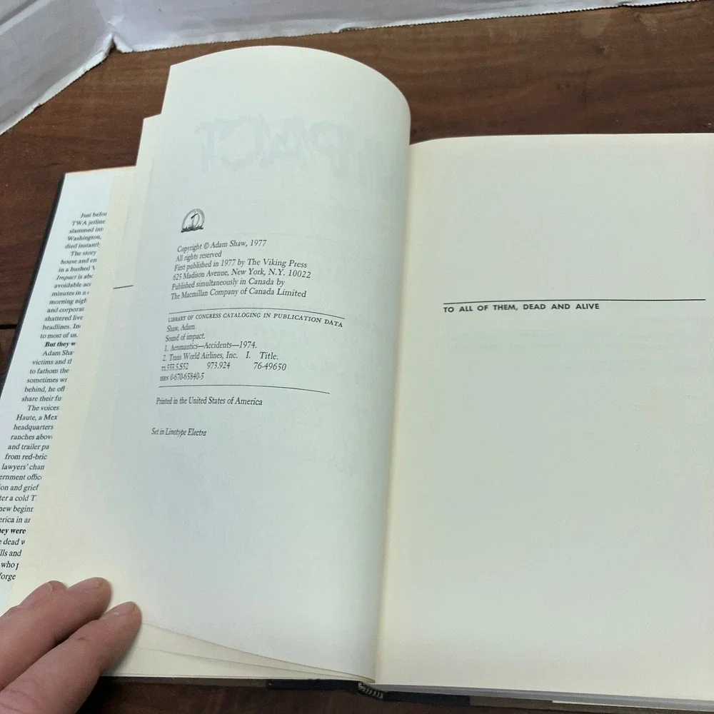 Sound of Impact Adam Shaw 1977 First Edition Signed Aviation Disaster Book